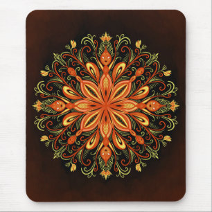 Tapis De Souris Élément de feu flamme Mandala
