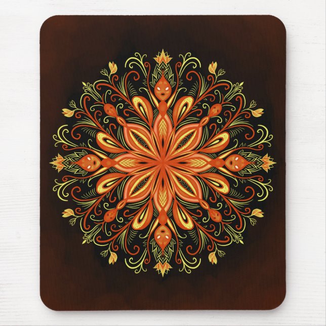 Tapis De Souris Élément de feu flamme Mandala (Devant)