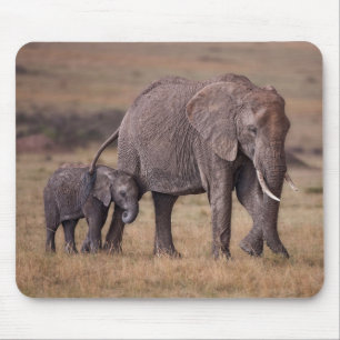 Tapis De Souris Eléphant africain avec bébé