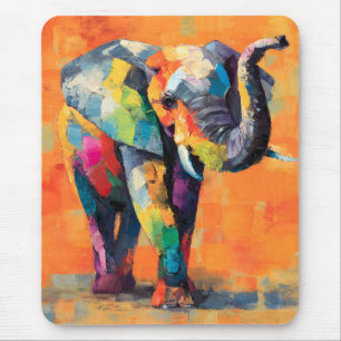 Tapis De Souris Eléphant arc-en-ciel Abstrait