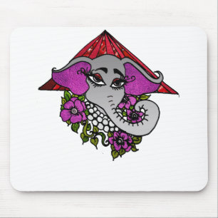 Tapis De Souris Eléphant aux perles et aux violettes
