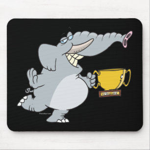 Tapis De Souris éléphant avec dessin animé trophée gagnant