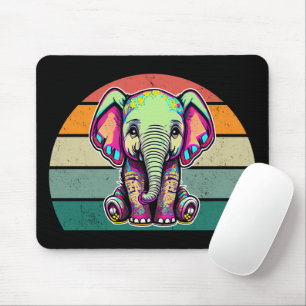 Tapis De Souris Eléphant mignon assis illustration numérique