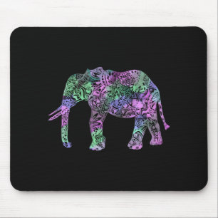 Tapis De Souris éléphant néon tribal floral aux couleurs minima