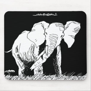 Tapis De Souris Éléphant noir et blanc d'Afrique au Gabon