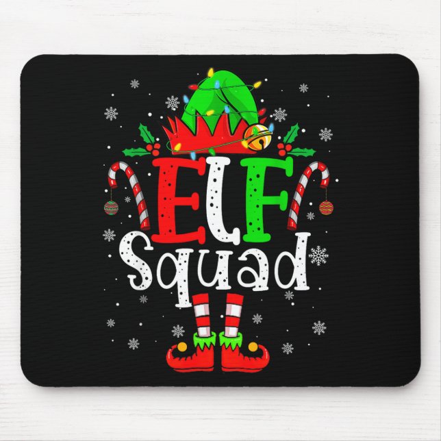 Tapis De Souris Elf Family Christmas Matching Pajamas Xmas Elf Squ (Devant)