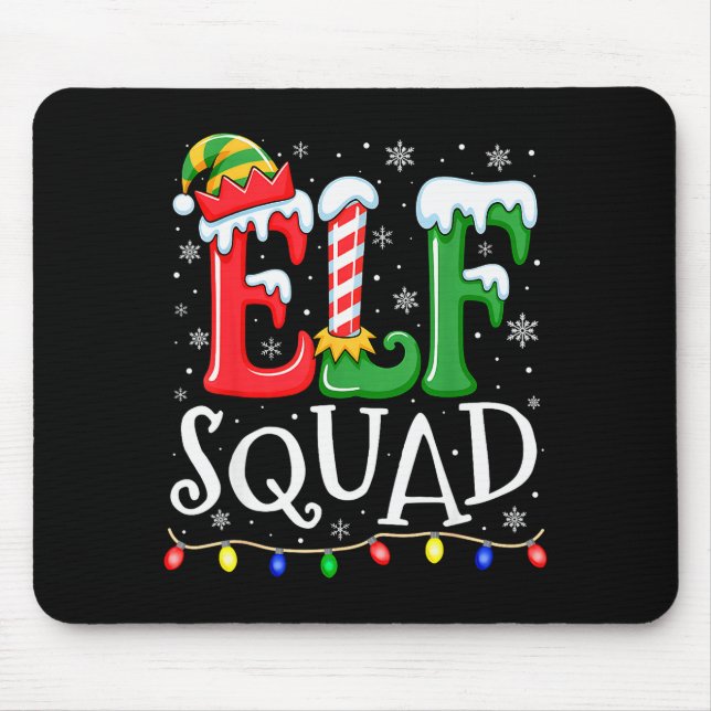 Tapis De Souris Elf Family Christmas Matching Pajamas Xmas Elf Squ (Devant)