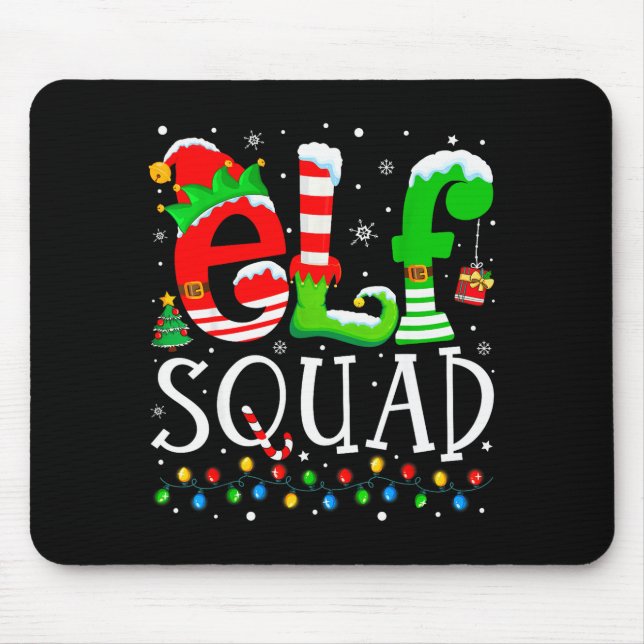 Tapis De Souris Elf Squad Funny Elf Family Christmas Matching Paja (Devant)