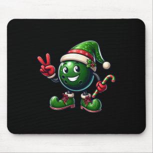Tapis De Souris Elfe de bowling de main de paix drôle de Noël Femm