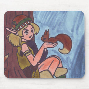 Tapis De Souris Elfe En Bois Avec Écureuil