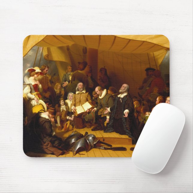 Tapis De Souris Embarquement des pèlerins par Robert Walter Weir (Avec souris)