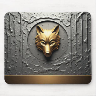 Tapis De Souris Emblème de loup en or de luxe style métal 🐺