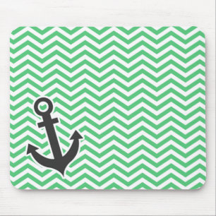 Tapis De Souris Emerald Green Chevron ; Ancre