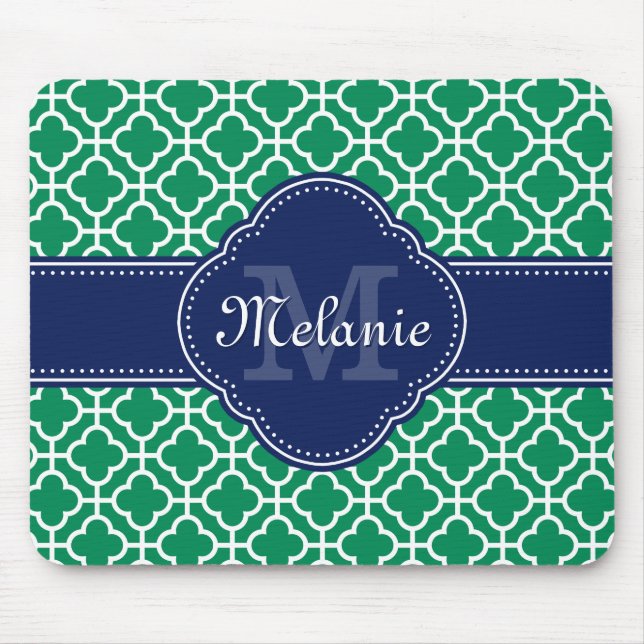 Tapis De Souris Emerald Green What Marocain Motif Marine Monogramm (Devant)