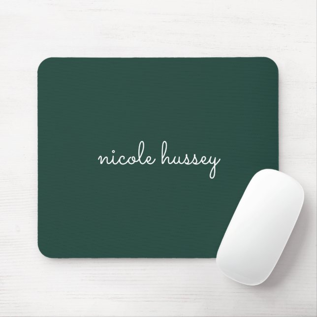 Tapis De Souris Émeraude verte | Moderne Monogramme élégant (Avec souris)