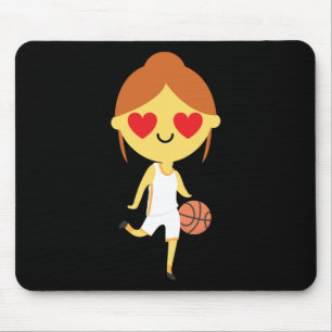 Tapis De Souris Émoji, fille de basket-ball