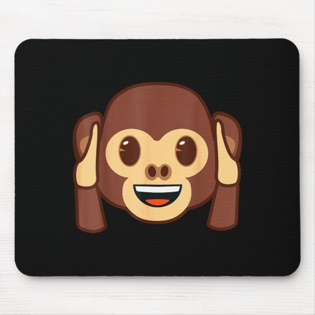 Tapis De Souris Emoji Monkey Holding Ears Yellow Smile Face  (Devant)
