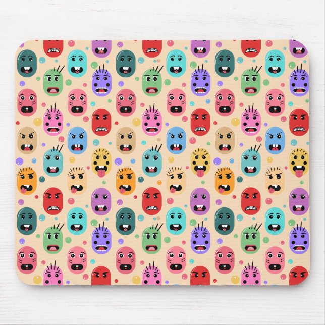 Tapis De Souris Émotions Visages colorés (Devant)