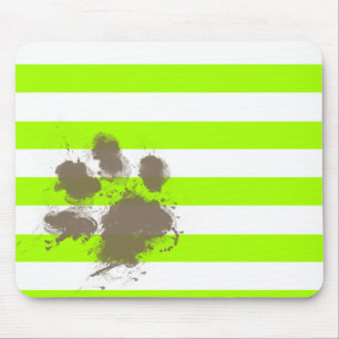 Tapis De Souris Empreinte amusante sur les rayures vertes de chaux