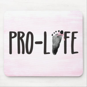Tapis De Souris Empreinte bébé Pro-Life sur rose