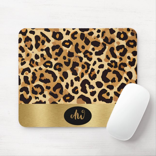 Tapis De Souris Empreinte de léopard Brown (Avec souris)