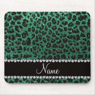 Tapis De Souris Empreinte de léopard d'parties scintillant verte m