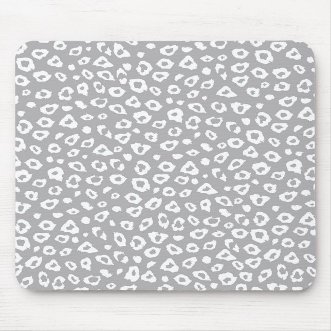 Tapis De Souris Empreinte de léopard gris et blanc (Devant)