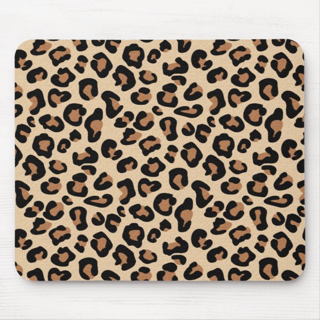 Tapis De Souris Empreinte de léopard, Noir, Brown, Rouille et Tan (Devant)