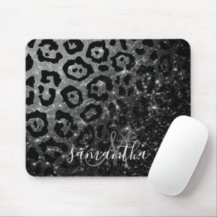 Tapis De Souris Empreinte de léopard noir et Parties scintillant