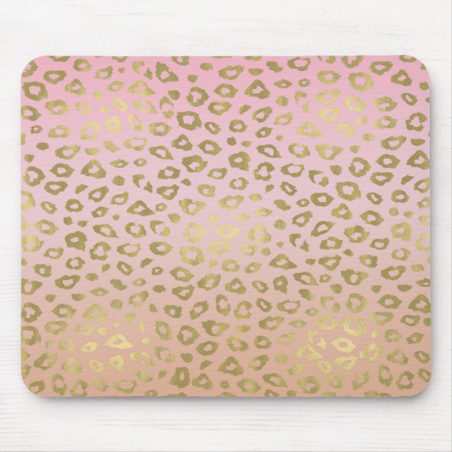 Tapis De Souris Empreinte de léopard rose d'or d'Ombre (Devant)