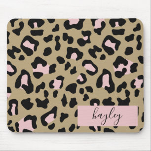 Tapis De Souris Empreinte de léopard rose personnalisé