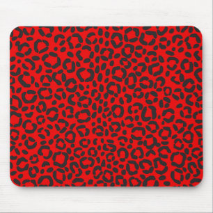 Tapis De Souris Empreinte de léopard rouge et noir