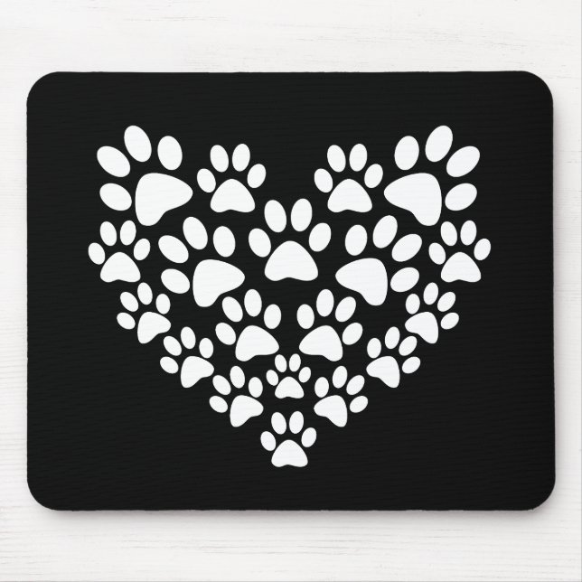 Tapis De Souris Empreinte de patte blanc mignon (Devant)