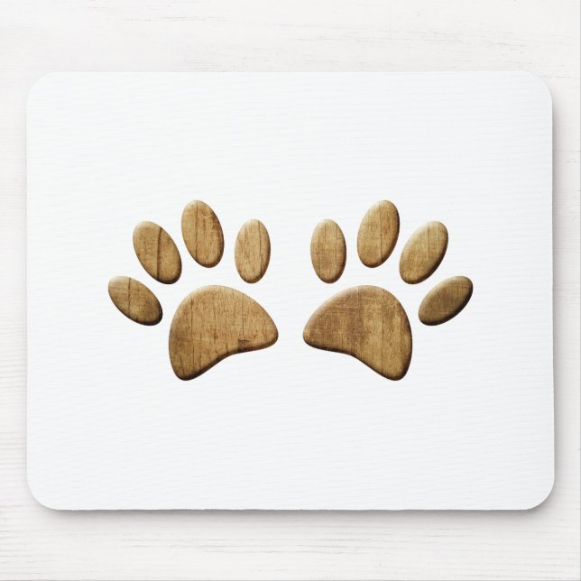 Tapis De Souris Empreinte de patte de chien de bois (Devant)