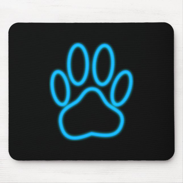 Tapis De Souris Empreinte de patte de chien de Néon Bleu (Devant)