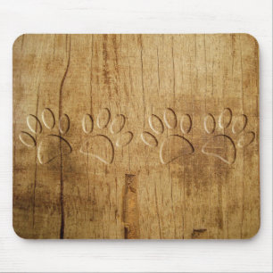 Tapis De Souris Empreinte de patte de chien en bois sculpté