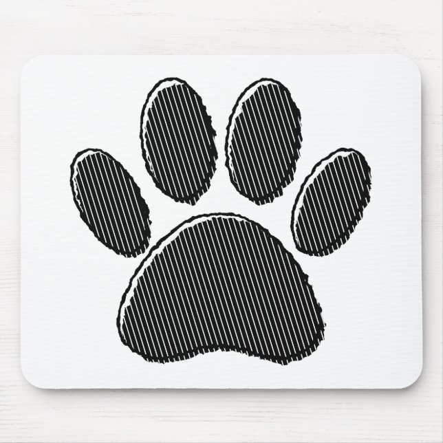 Tapis De Souris Empreinte de patte de chiot rayé noir et blanc (Devant)