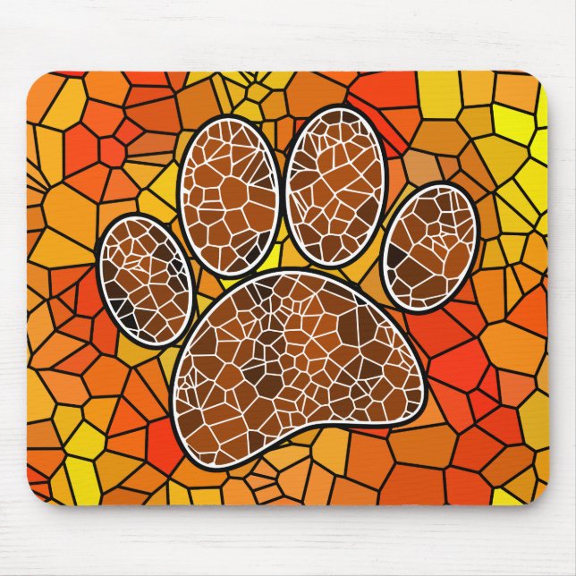 Tapis De Souris Empreinte de patte Mosaic Art Dog (Devant)