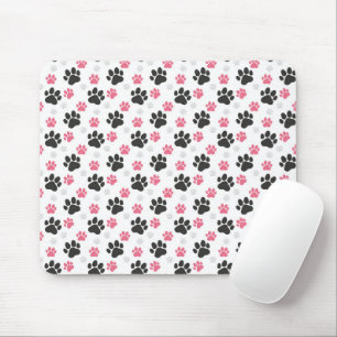 Tapis De Souris Empreinte de patte rose noir Chien Propriétaire Am