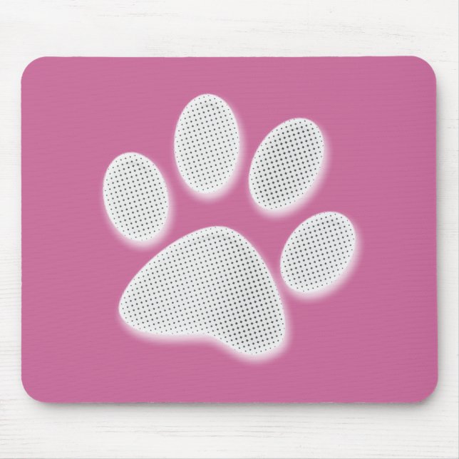 Tapis De Souris Empreinte de patte tramé blanc/gris-clair (Devant)