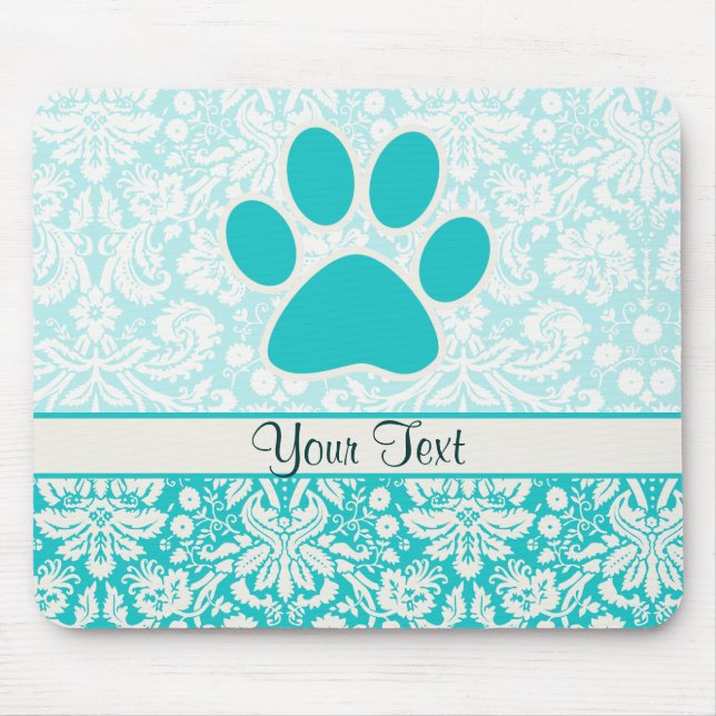 Tapis De Souris Empreinte de patte turquoise (Devant)