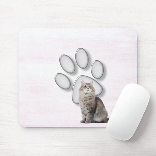 Tapis De Souris Empreinte De Verre Avec Chat (Avec souris)