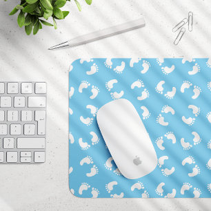 Tapis De Souris Empreintes bébé, Pied bébé, Marches, Bleu, Garçon