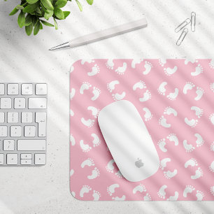 Tapis De Souris Empreintes Bébé, Pied Bébé, Marches, Fille Rose