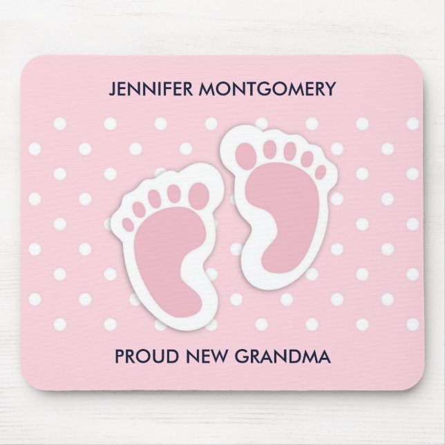 Tapis De Souris Empreintes Bébé Rose Cute (Devant)