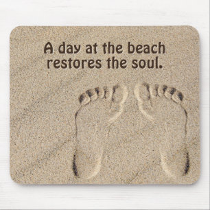 Tapis De Souris Empreintes Dans Le Sable Avec Citation Plage