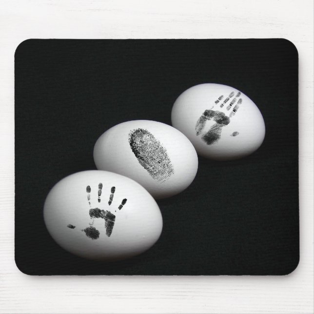 Tapis De Souris Empreintes digitales sur les oeufs blancs (Devant)