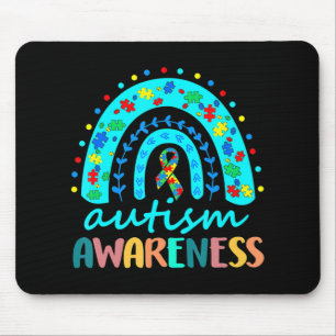 Tapis De Souris En Avril Nous Portons L'Autisme Bleu Rainbow Sensi