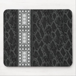 Tapis de souris en cuir noir avec diamants (047-05