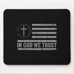 Tapis De Souris En Dieu Nous Avons Confiance Jésus Croix Drapeau U